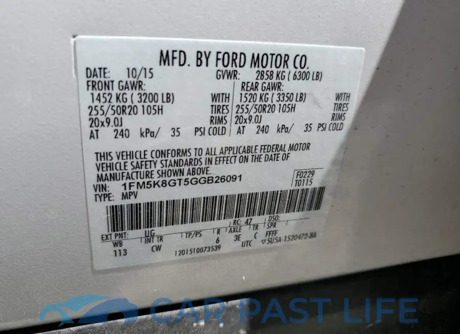 1FM5K8GT5GGB26091# 13