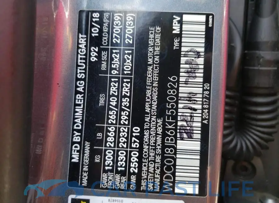 WDC0J8JB6KF550826# 13