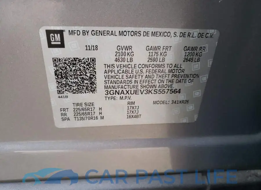 3GNAXUEV3KS557564# 13