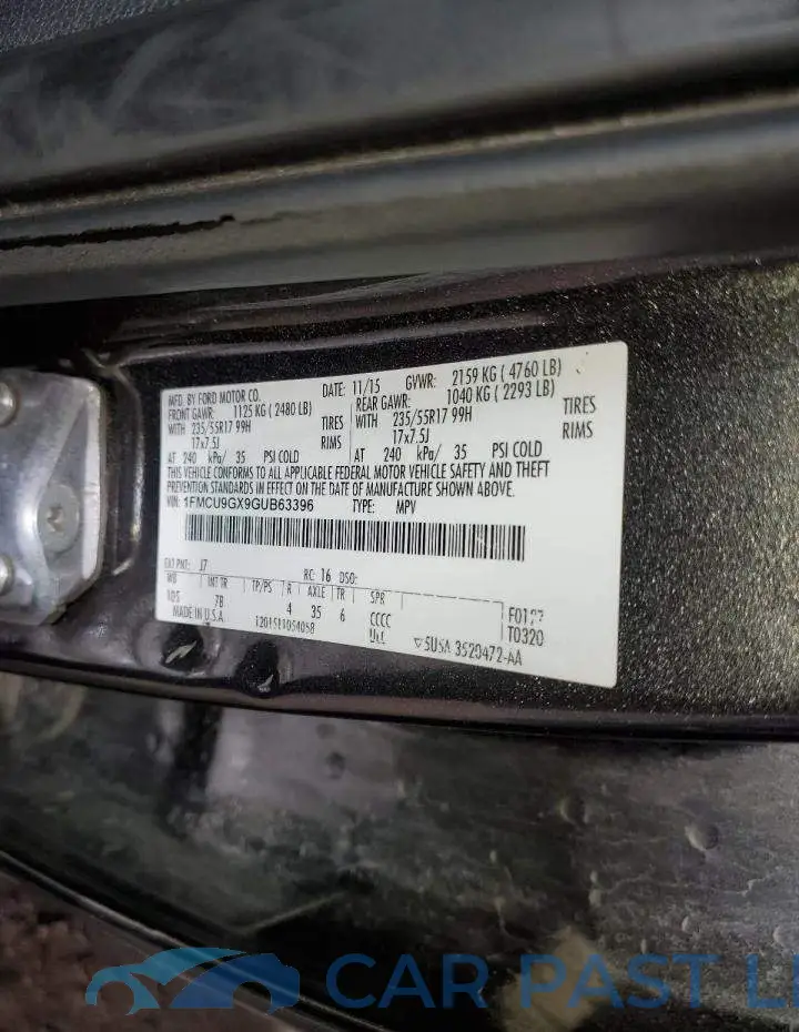 1FMCU9GX9GUB63396# 13