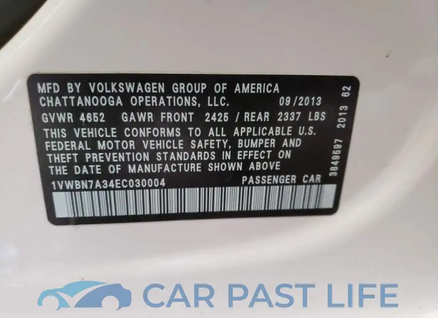 1VWBN7A34EC030004# 13