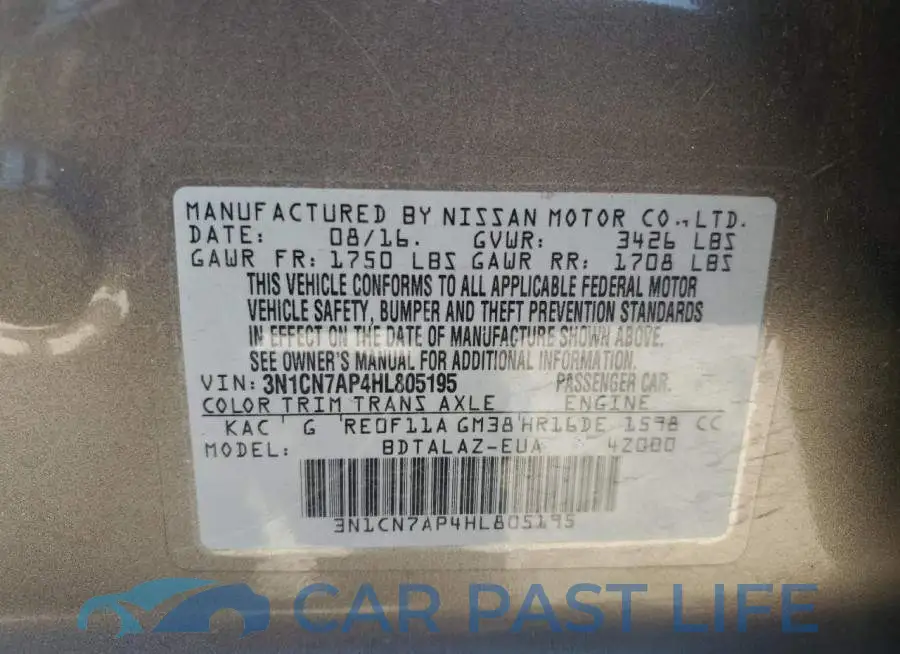 3N1CN7AP4HL805195# 13