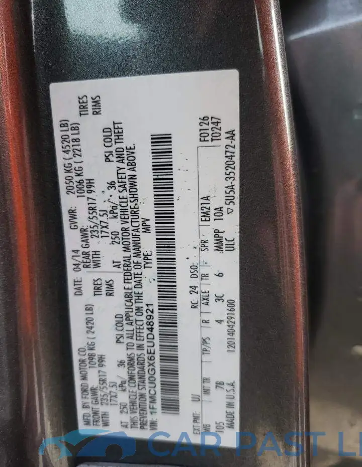 1FMCU0GX6EUD48921# 12