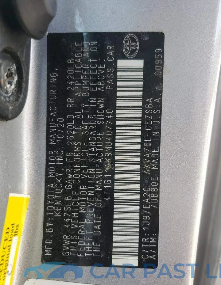 4T1G11AK8MU407740# 12