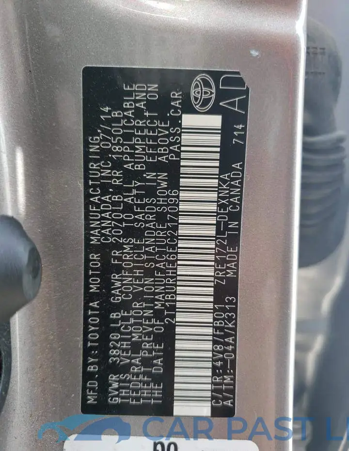 2T1BURHE6EC217096# 12