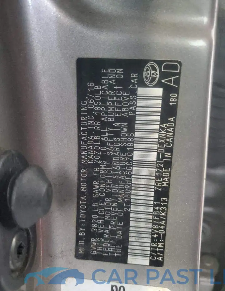 2T1BURHE6GC701885# 12