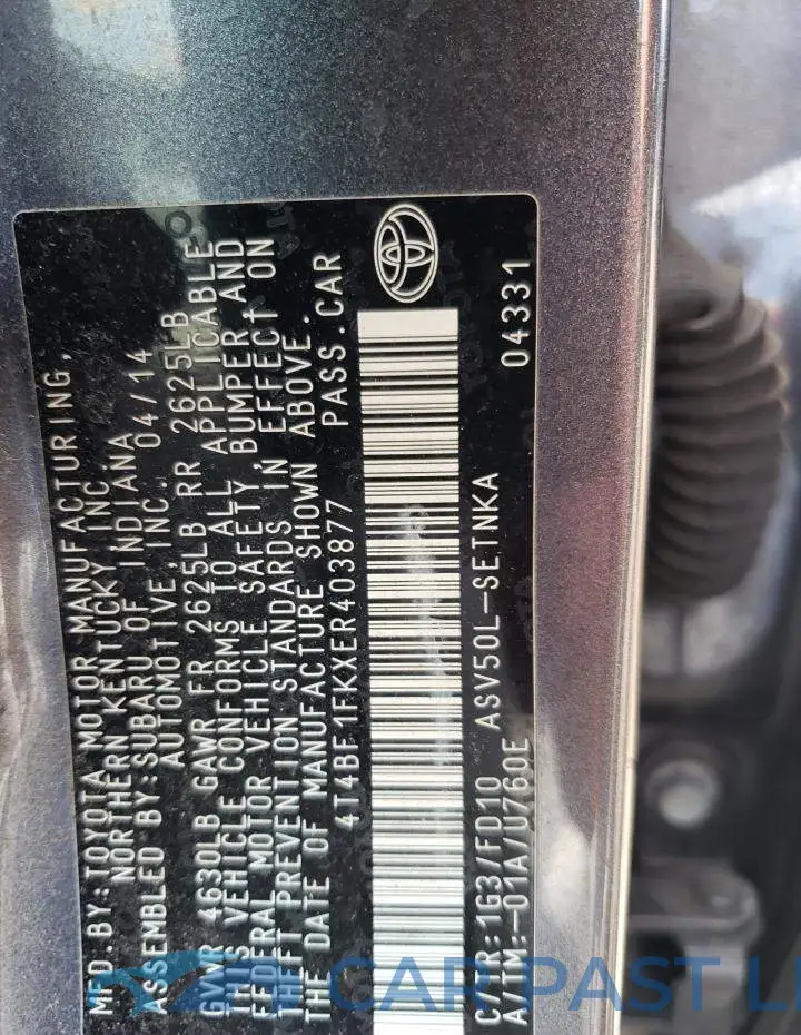 4T4BF1FKXER403877# 13