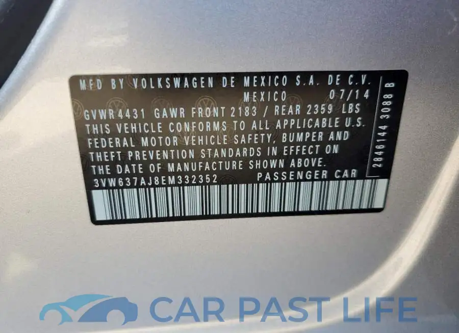 3VW637AJ8EM332352# 12