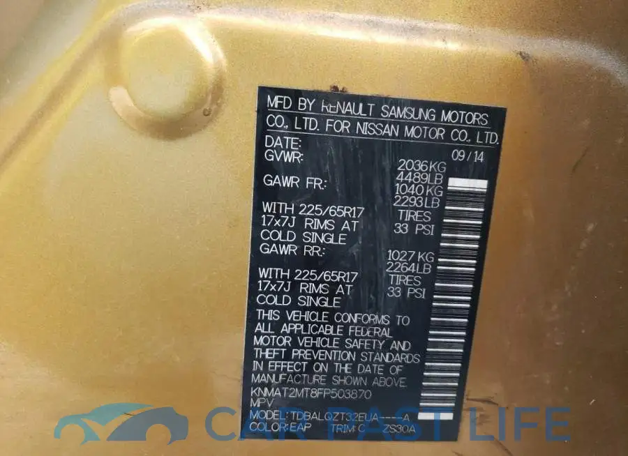KNMAT2MT8FP503870# 12