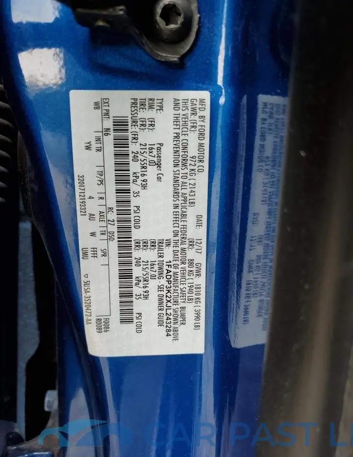 1FADP3K2XJL243284# 12
