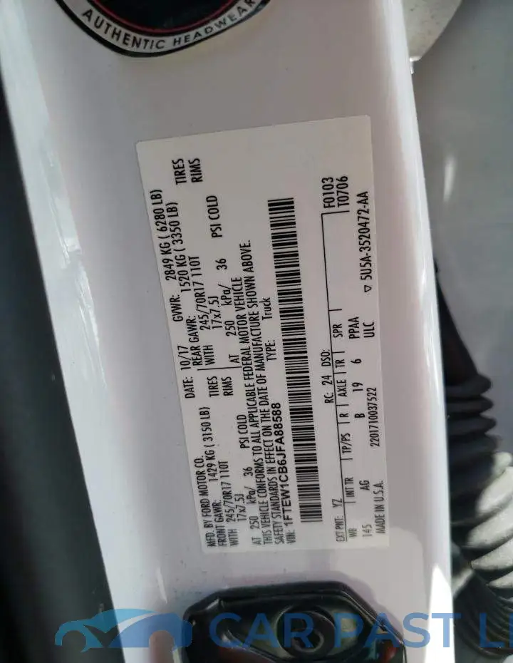 1FTEW1CB6JFA88588# 12