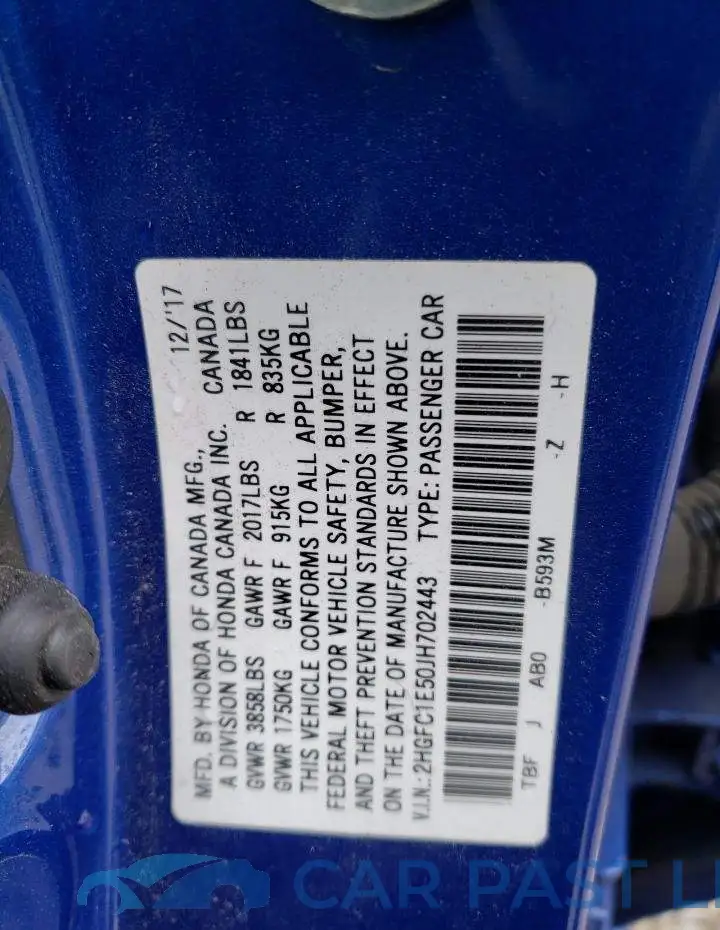 2HGFC1E50JH702443# 13