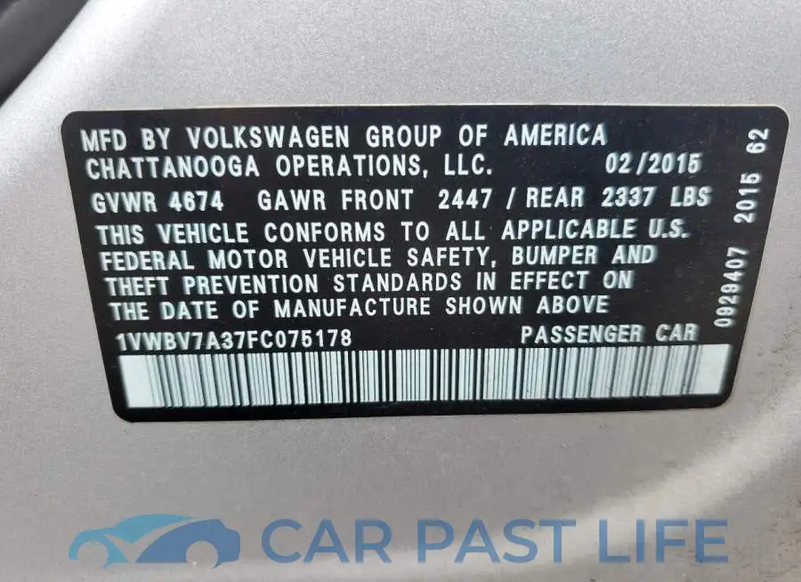 1VWBV7A37FC075178# 12