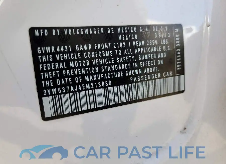 3VW637AJ4EM213830# 12