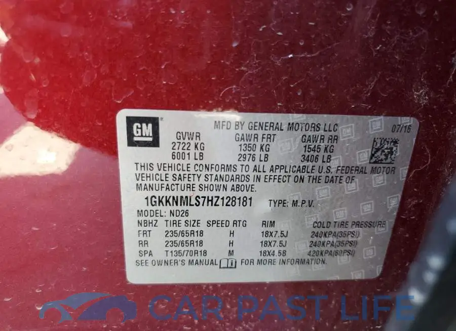 1GKKNMLS7HZ128181# 13