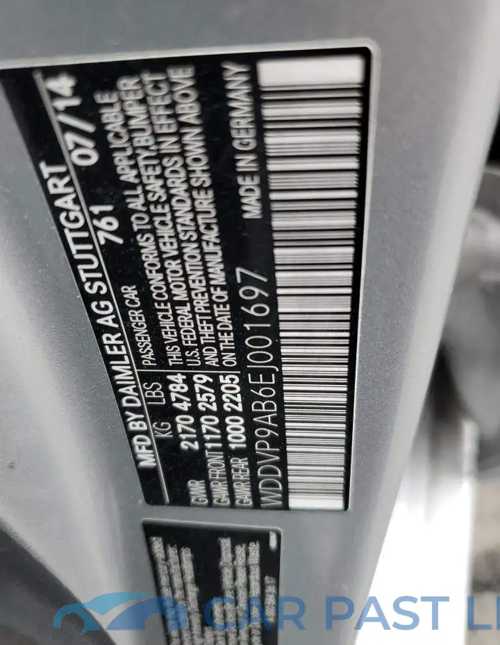 WDDVP9AB6EJ001697# 12