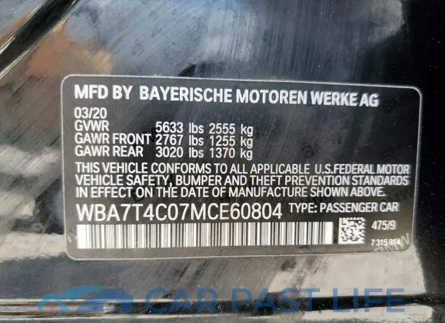 WBA7T4C07MCE60804# 12