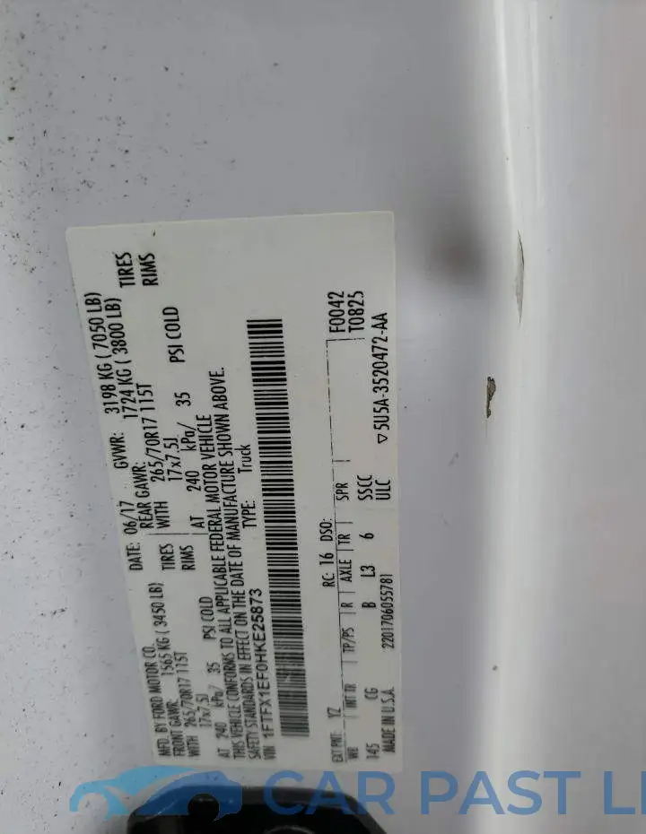 1FTFX1EF0HKE25873# 12