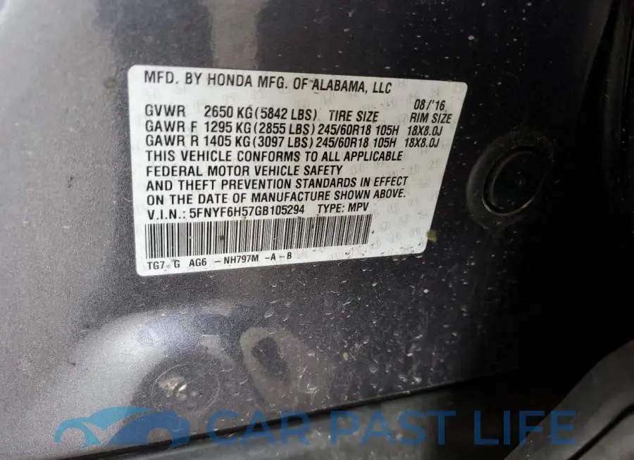 5FNYF6H57GB105294# 13
