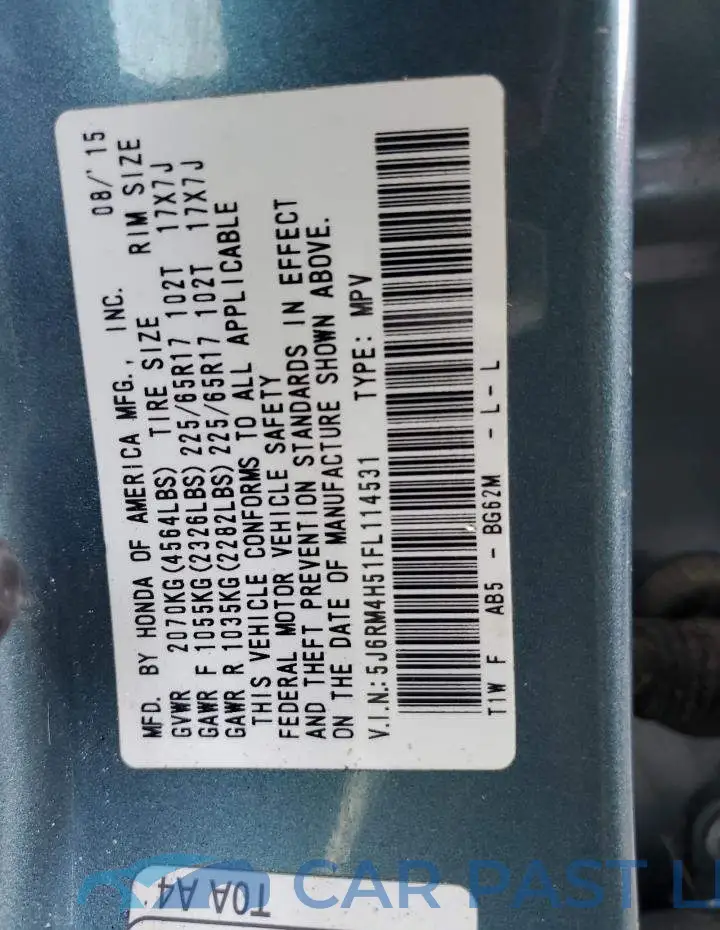 5J6RM4H51FL114531# 12