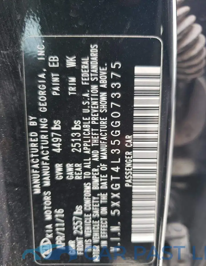 5XXGT4L35GG073375# 12