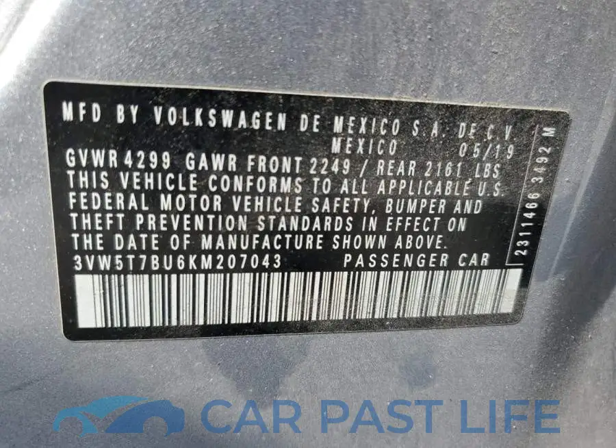 3VW5T7BU6KM207043# 12