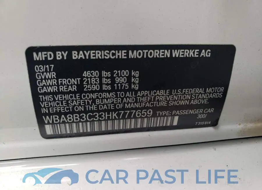 WBA8B3C33HK777659# 12