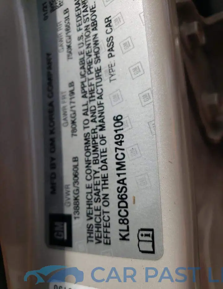 KL8CD6SA1MC749106# 12