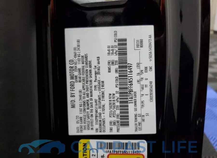 1FATP8FF6N5116497# 12