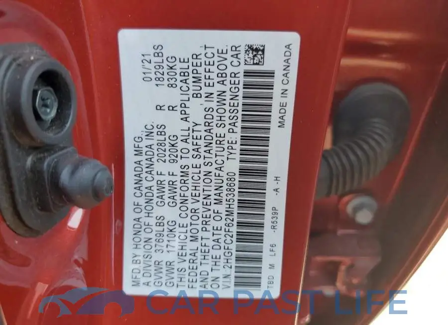 2HGFC2F62MH538680# 12