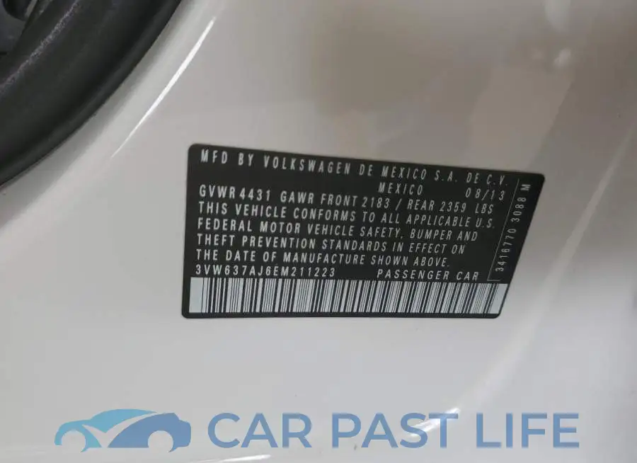 3VW637AJ6EM211223# 12