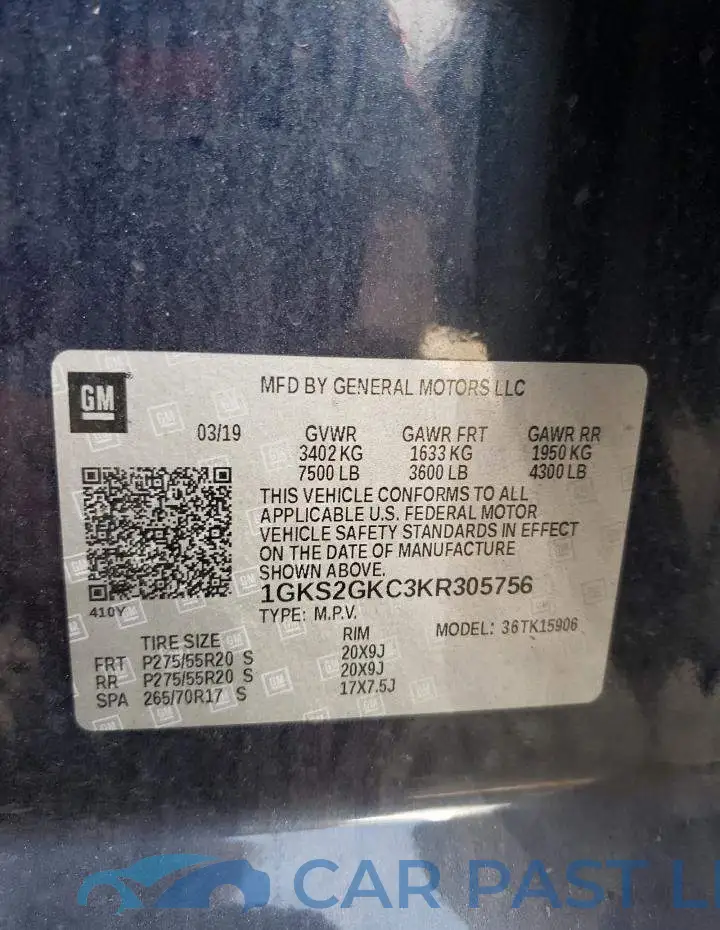 1GKS2GKC3KR305756# 13