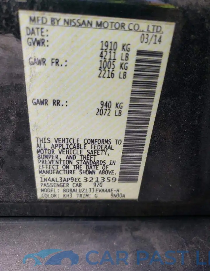 1N4AL3AP9EC321359# 12