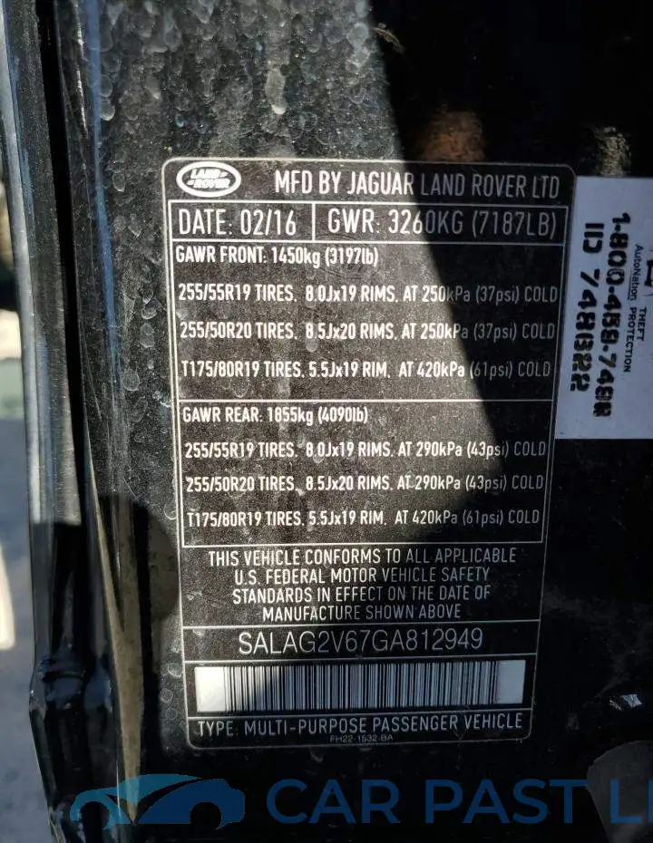 SALAG2V67GA812949# 12