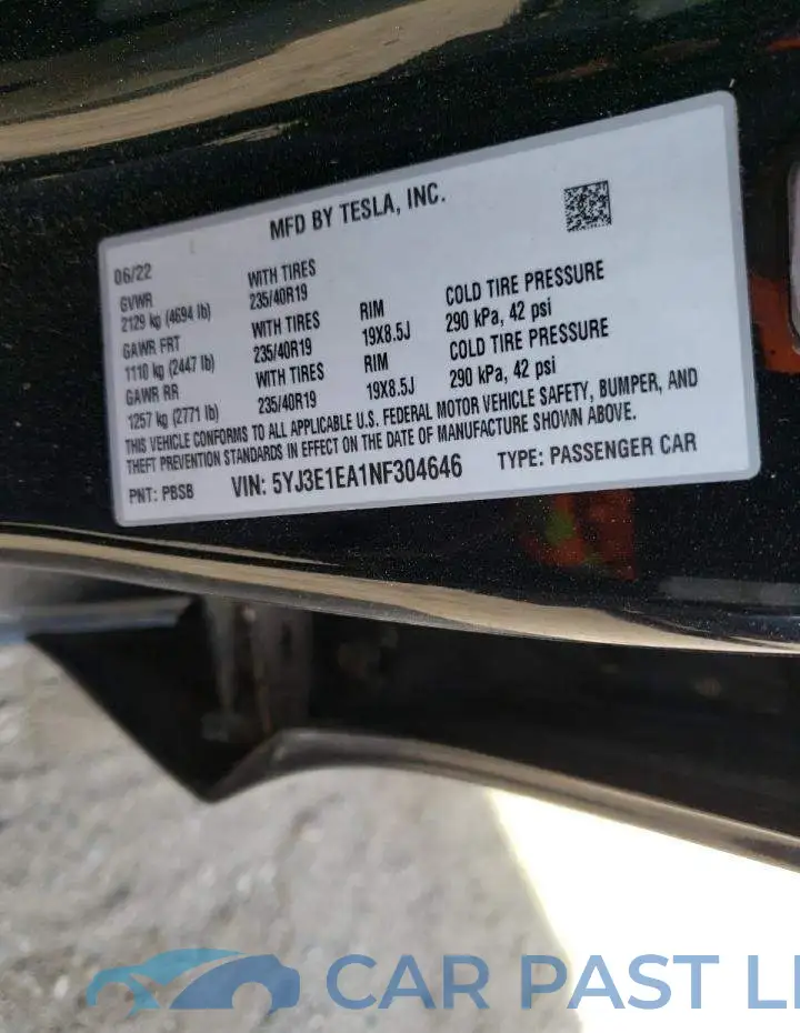 5YJ3E1EA1NF304646# 12