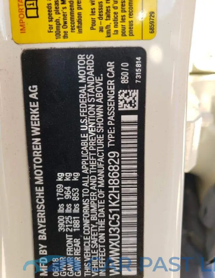 WMWXU3C51K2H86829# 12