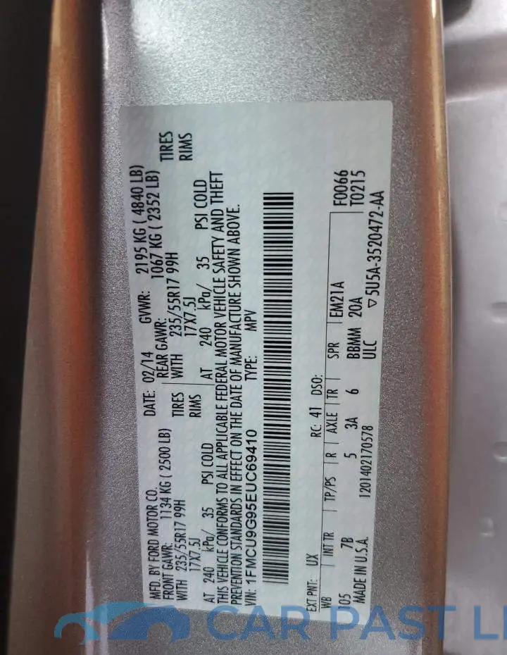 1FMCU9G95EUC69410# 12