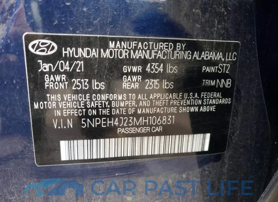 5NPEH4J23MH106831# 12