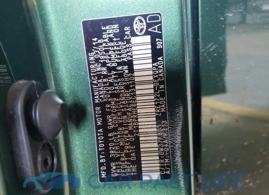 2T1BPRHE6EC131102# 13