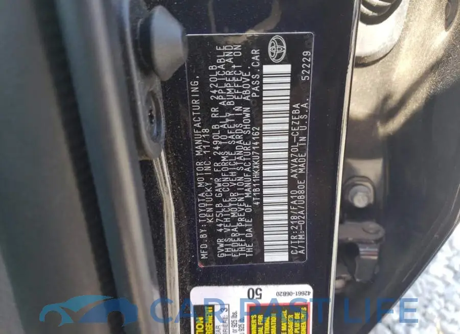 4T1B11HKXKU714162# 12