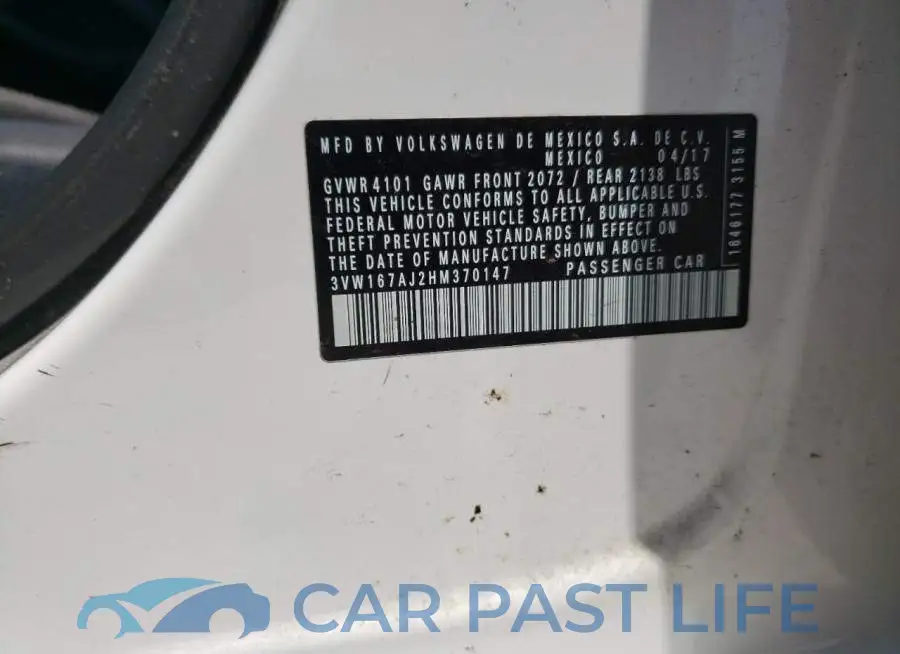 3VW167AJ2HM370147# 12
