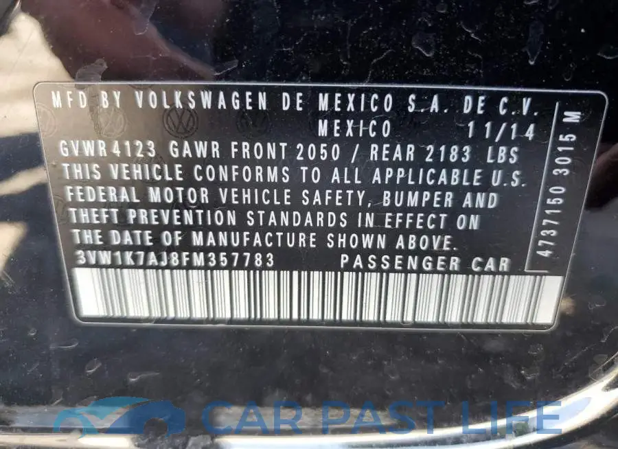 3VW1K7AJ8FM357783# 12