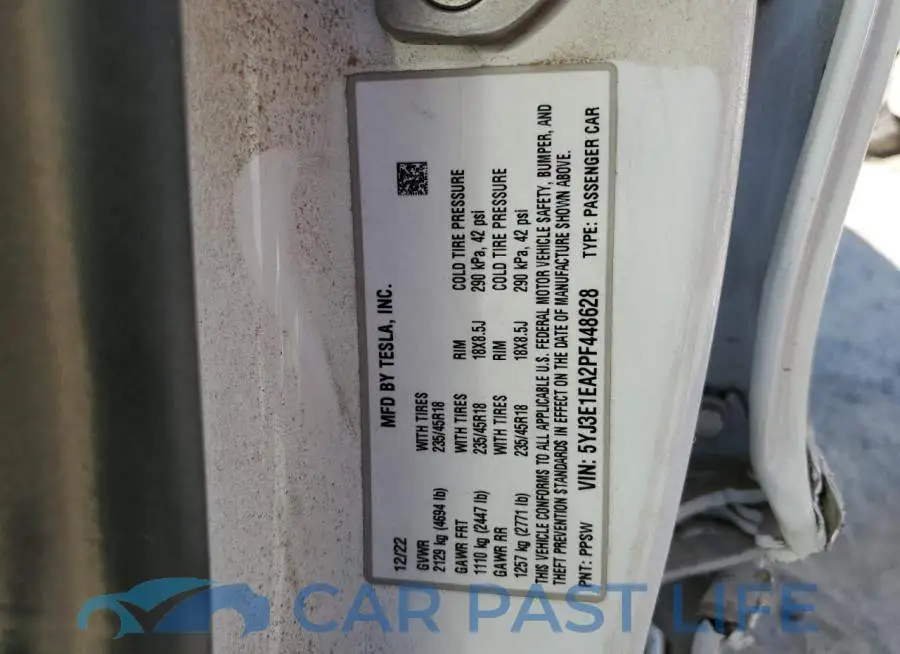 5YJ3E1EA2PF448628# 12