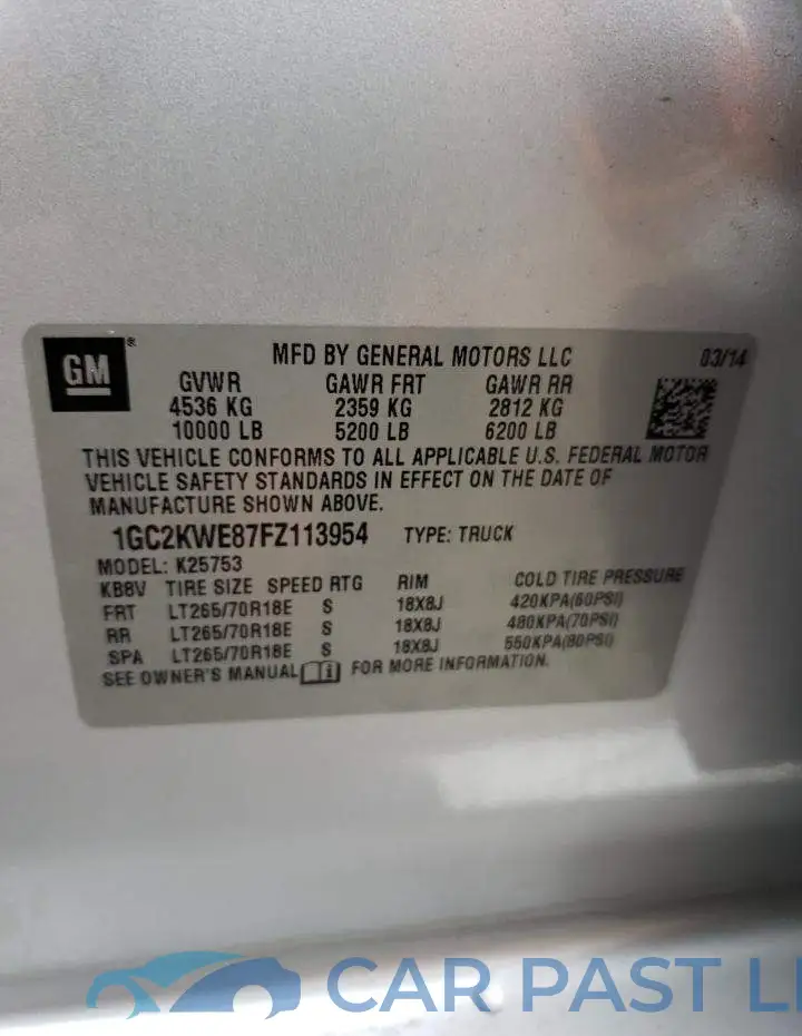 1GC2KWE87FZ113954# 12