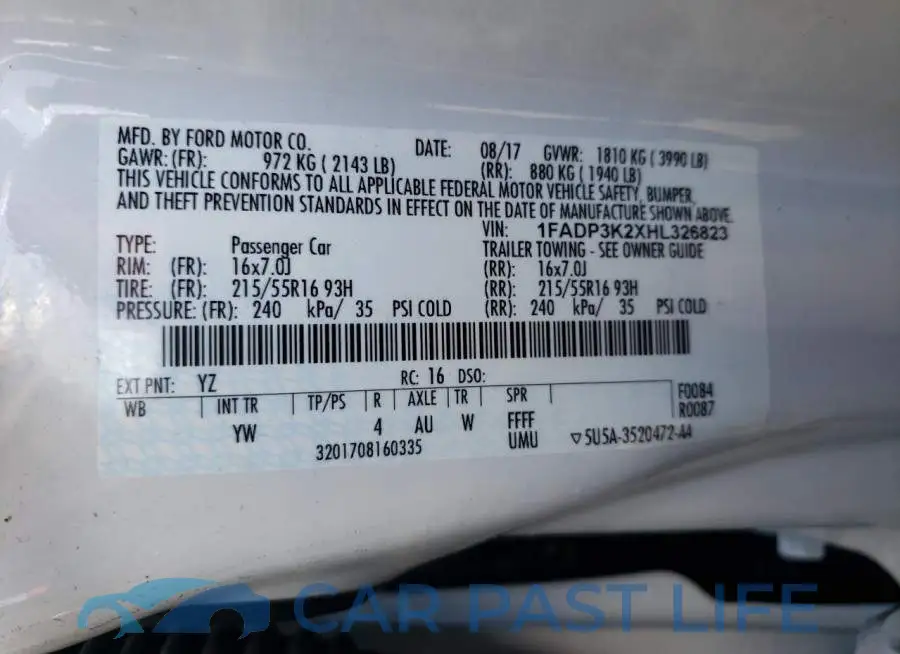 1FADP3K2XHL326823# 13