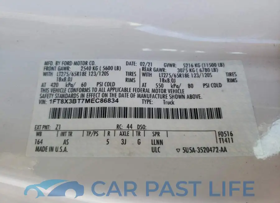 1FT8X3BT7MEC86834# 12