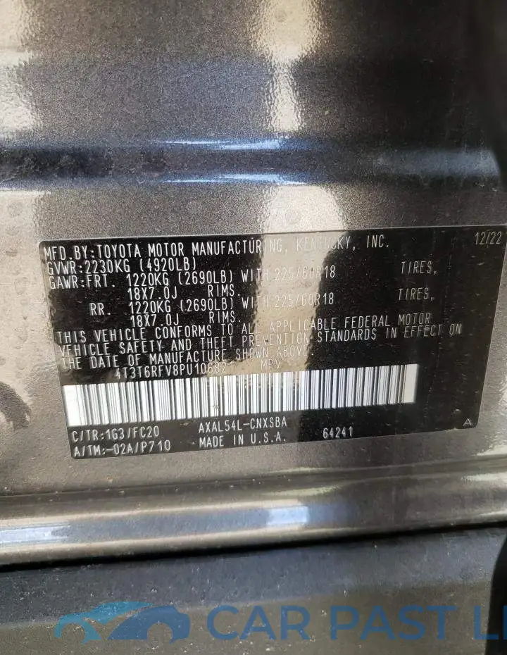 4T3T6RFV8PU106821# 14