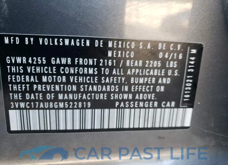 3VWC17AU8GM522819# 12