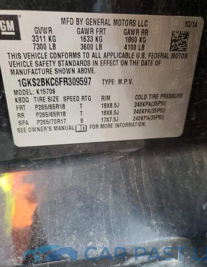 1GKS2BKC6FR309597# 13