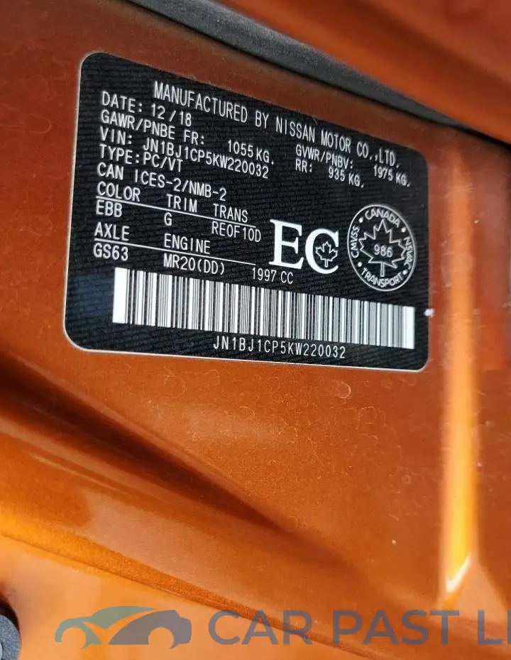 JN1BJ1CP5KW220032# 13